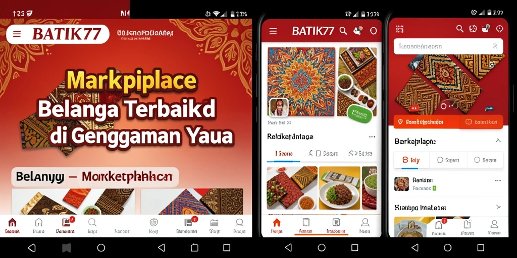 Tampilan antarmuka aplikasi BATIK77 yang memudahkan pengguna dalam belanja.