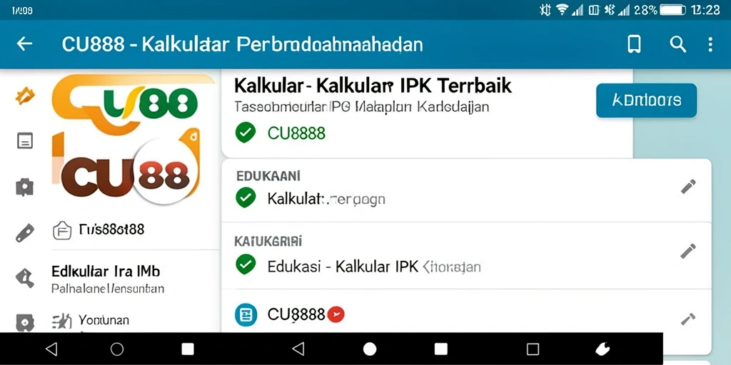 Antarmuka pengguna aplikasi CU888 dengan fitur Kalkulator IPK.