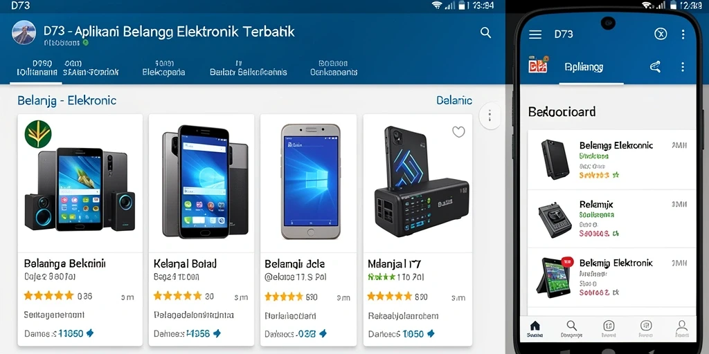 Antarmuka D73 yang sederhana dan efisien untuk belanja elektronik.