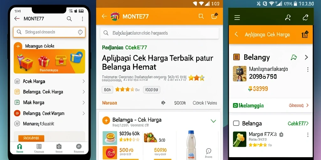 Tampilan utama aplikasi MONTE77 menampilkan fungsi Cek Harga.