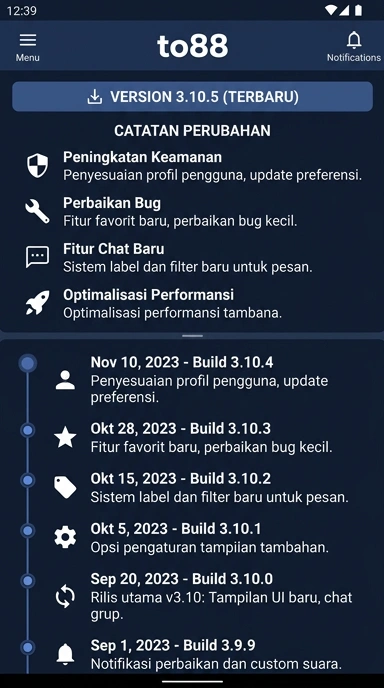 Riwayat Versi to88 untuk Pengguna Android